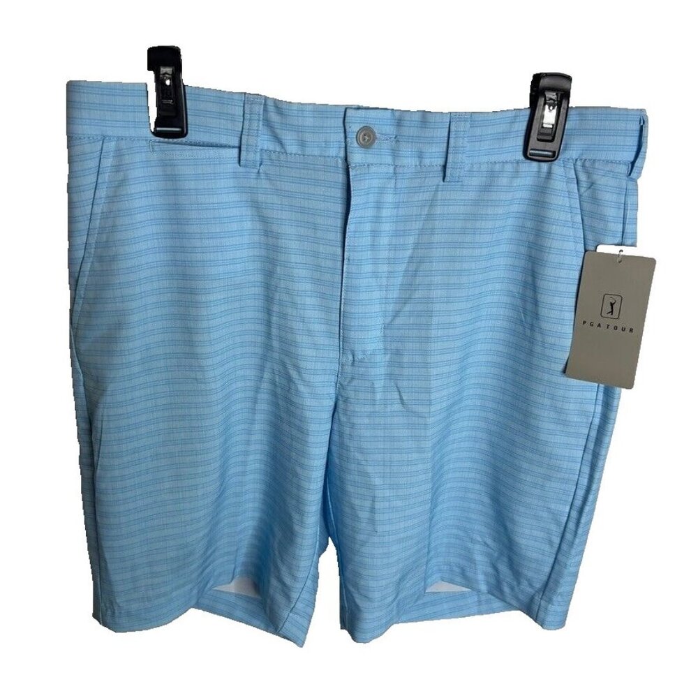Pga Tour $68 Men's Striped 8" Golf Shorts - Ethereal Blue Size 40